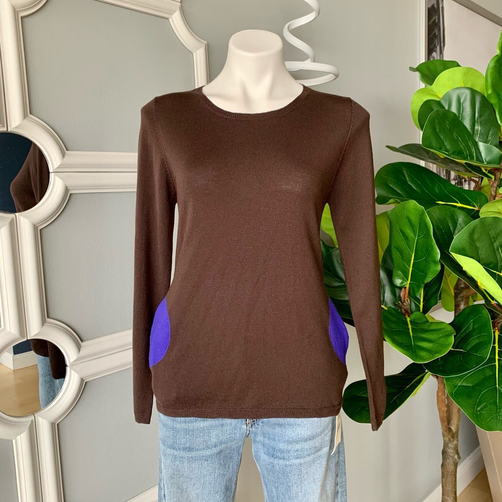 Lisa Perry Cashmere & Wool Circle Pocket Sweater Size Medium